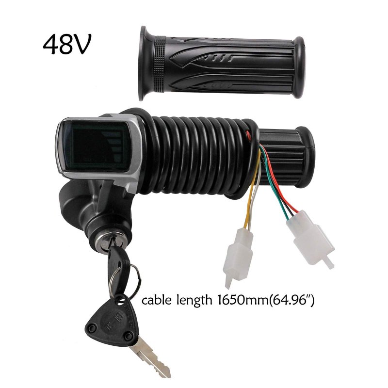 Zxtdr 48v Twist Throttle Grips Electric Key Lock Power Indicator For E Bike Go Kart Atv