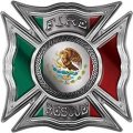 Weston Ink Celtic Style Rough Steel Fire Fighter Maltese Cross Decal With Mexican Flag 