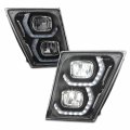 Akkon Fit 2003-2017 Volvo Vnl Auxiliary Driving Bumper Led W Halo Bar Tube Fog Light Lamp Black Drive Passenger 