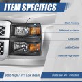 Auto Dynasty Factory Style Headlight Lamps Assembly Compatible With Chevy Silverado 1500 2014-2015 Driver And Passenger Side