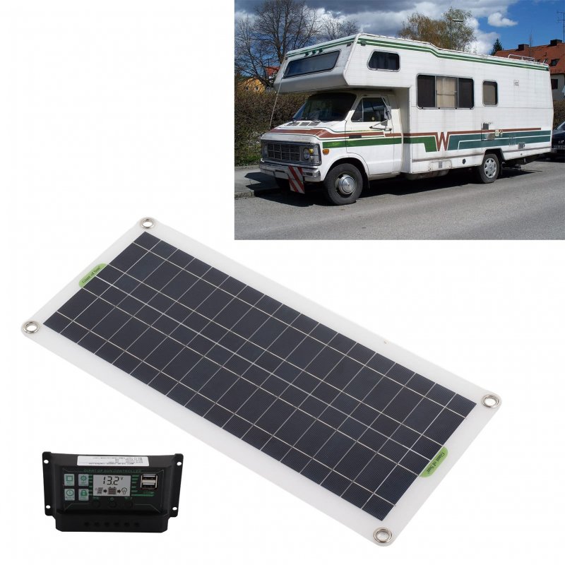 30w Polycrystalline Solar Panel Kit With 30a Dual Usb Controller 12v 24v Battery Charging System For Rvs Boats And Marine
