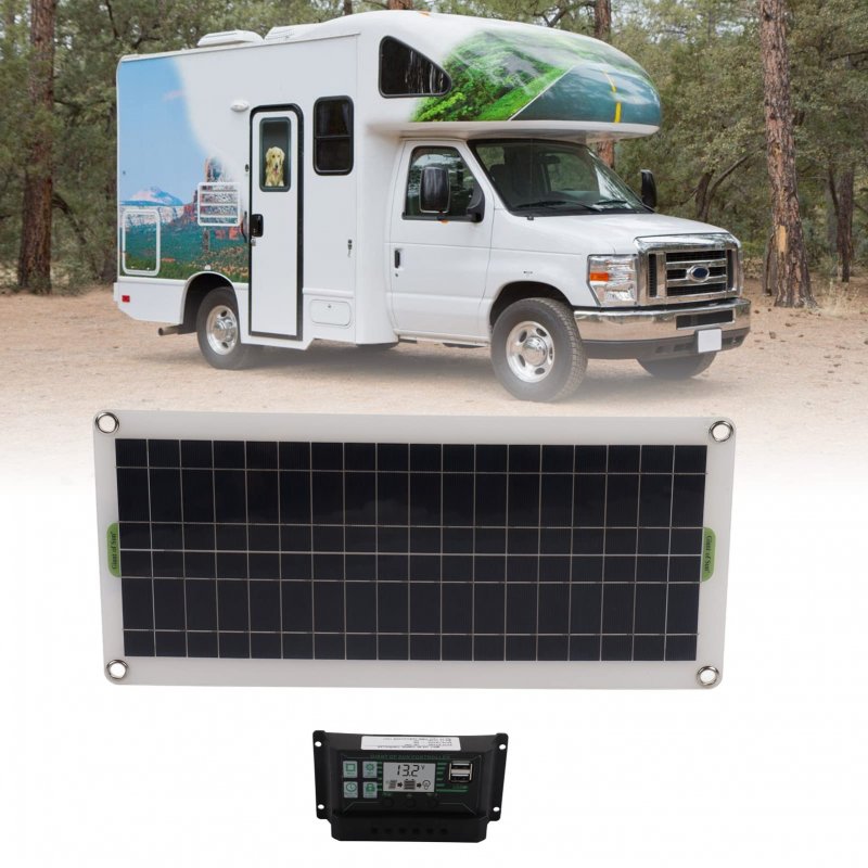 30w Polycrystalline Solar Panel Kit With 30a Dual Usb Controller 12v 24v Battery Charging System For Rvs Boats And Marine