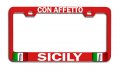 Con Affetto Sicily Italian Italy Metal License Plate Frame Heavy Duty Steel Tag Holder For Us And Canada Vehicles 12 5 X 6 In 