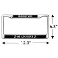Proud Wife Of A Marine Usmc White Logo On Black Officially Licensed Full Size Standard License Plate Metal Frame