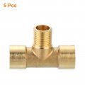 Uxcell Brass Tee Pipe Fitting 1 4 X Npt 3 Way T-connector Coupler Adapter For Gas Transport Connect Pipelines 5pcs