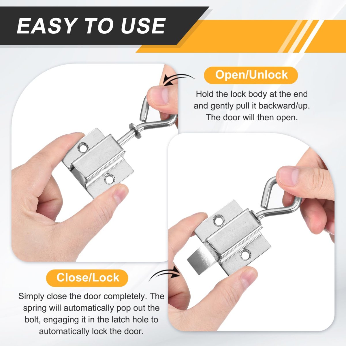 Spring Loaded Latch 8 Pack Automatic Stainless Steel Barrel Door Lock With Self Closing Pull Ring For Gates Windows And