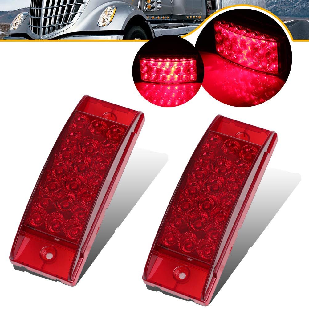 2 Pack 6 In Rectangle Led Side Marker Clearance Lights Red Lens Light Waterproof For Truck Trailer Rv Bus Pickup Lorry And