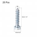 Uxcell Hex Lag Screws M6 X 30mm Carbon Steel Zinc Plated Full Thread Self-tapping Bolts For Wood Screw 25pcs
