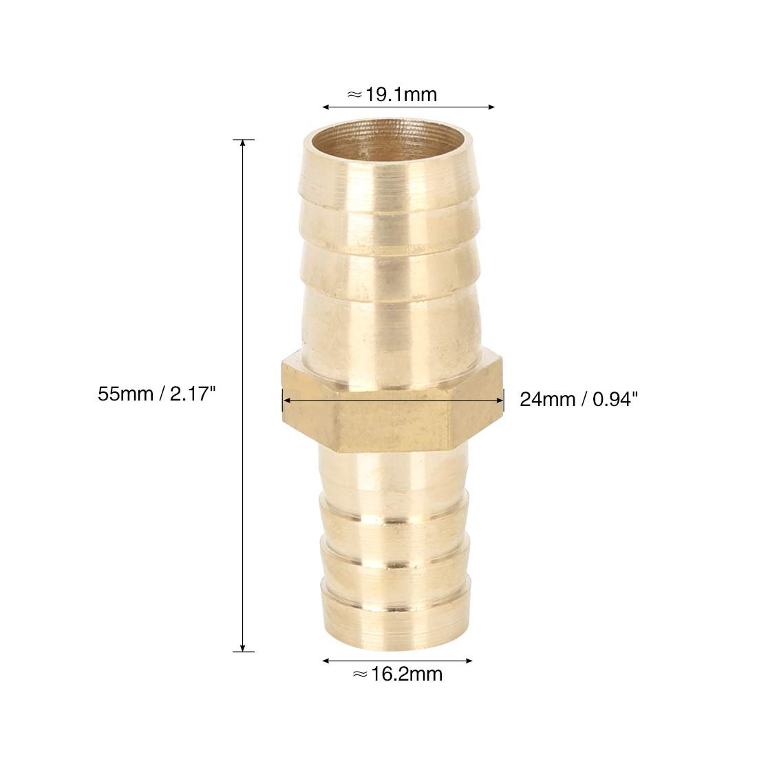 19mm To 16mm Brass Barb Hose Straight Connector Adaptor Reducer Splicer Fitting For Air Water Gas Oil