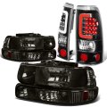Compatible With Chevy Silverado Gmt800 4pc Pair Of Smoked Lens Amber Corner Headlight Black Clear 3d Led Tail Light