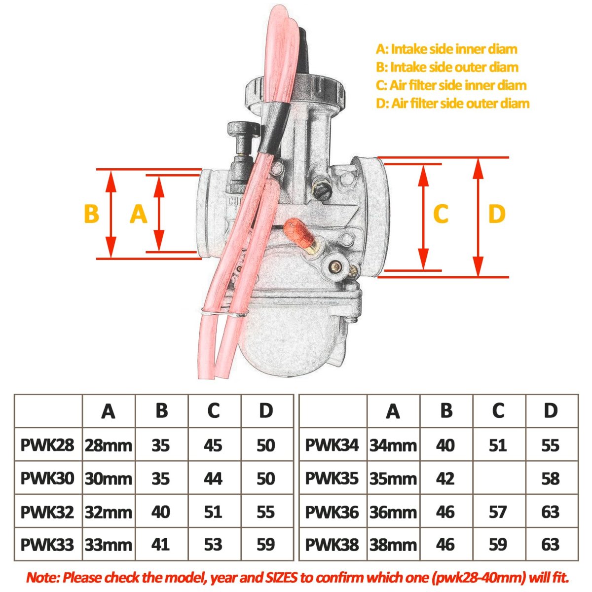 Pwk38 38mm Carburetor For Honda Cr250 Cr500r Atc250r Trx250r Kawasaki Kx125 Kx250 Suzuki Rm125 Rm250 Lt250r Lt500r Yamaha Yz250