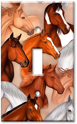 Single Gang Toggle Wall Plate Horses