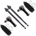 6pcs Front Suspension Kit Outer Inner Tie Rod End W Boot For 2005-2010 Chevy Cobalt 2006-2011 Hhr 2007-2010 Pontiac G5 