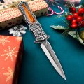 Valhalla Pastor Pocket Knife 3 7 Folding With 3d Retro Embossed Pattern For Men Liner Lock Cool Edc Knives Gift 