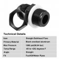 X Autohaux Car Straight Bulkhead Fuel Fitting 12an Male To Flare Union Adapter With Oil Resistant Washer Black