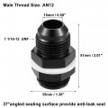 X Autohaux Car Straight Bulkhead Fuel Fitting 12an Male To Flare Union Adapter With Oil Resistant Washer Black