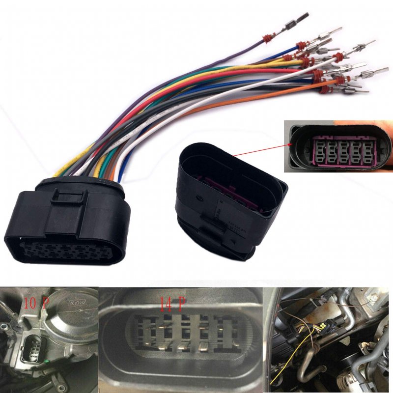 Xenon Headlight 10 To 14 Pin Wiring Harness Connector Plug Adapter For Vw Audi Oe Number 1j0 973 737 And 835