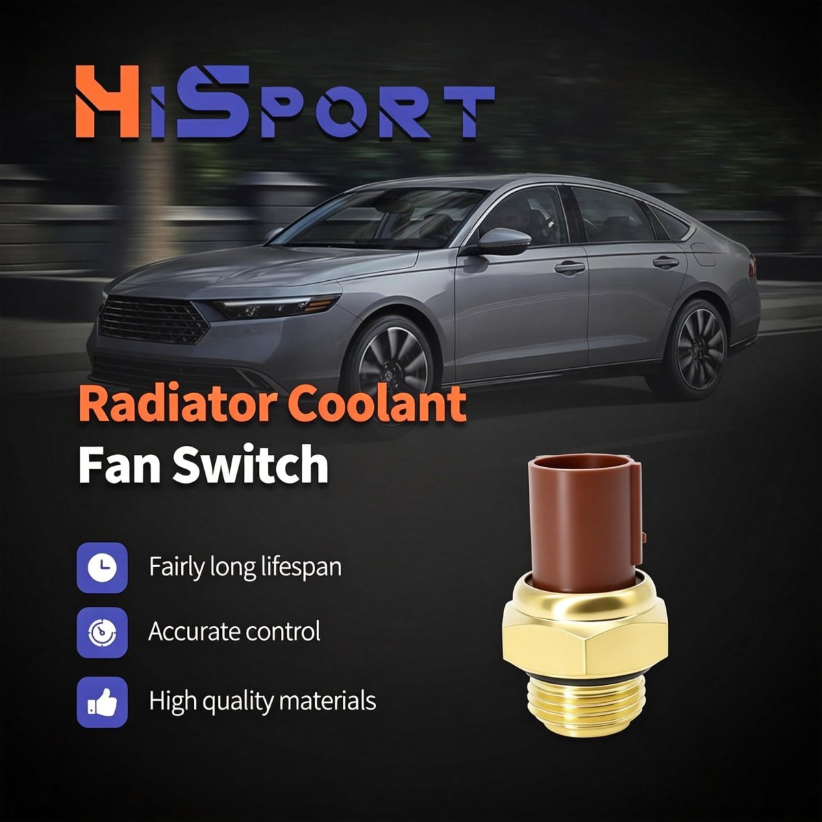 Radiator Coolant Fan Temperature Sensor Switch With 6 7 In Connector Pigtail Harness 37760-p00-003 For Honda Accord Civic Cr-v