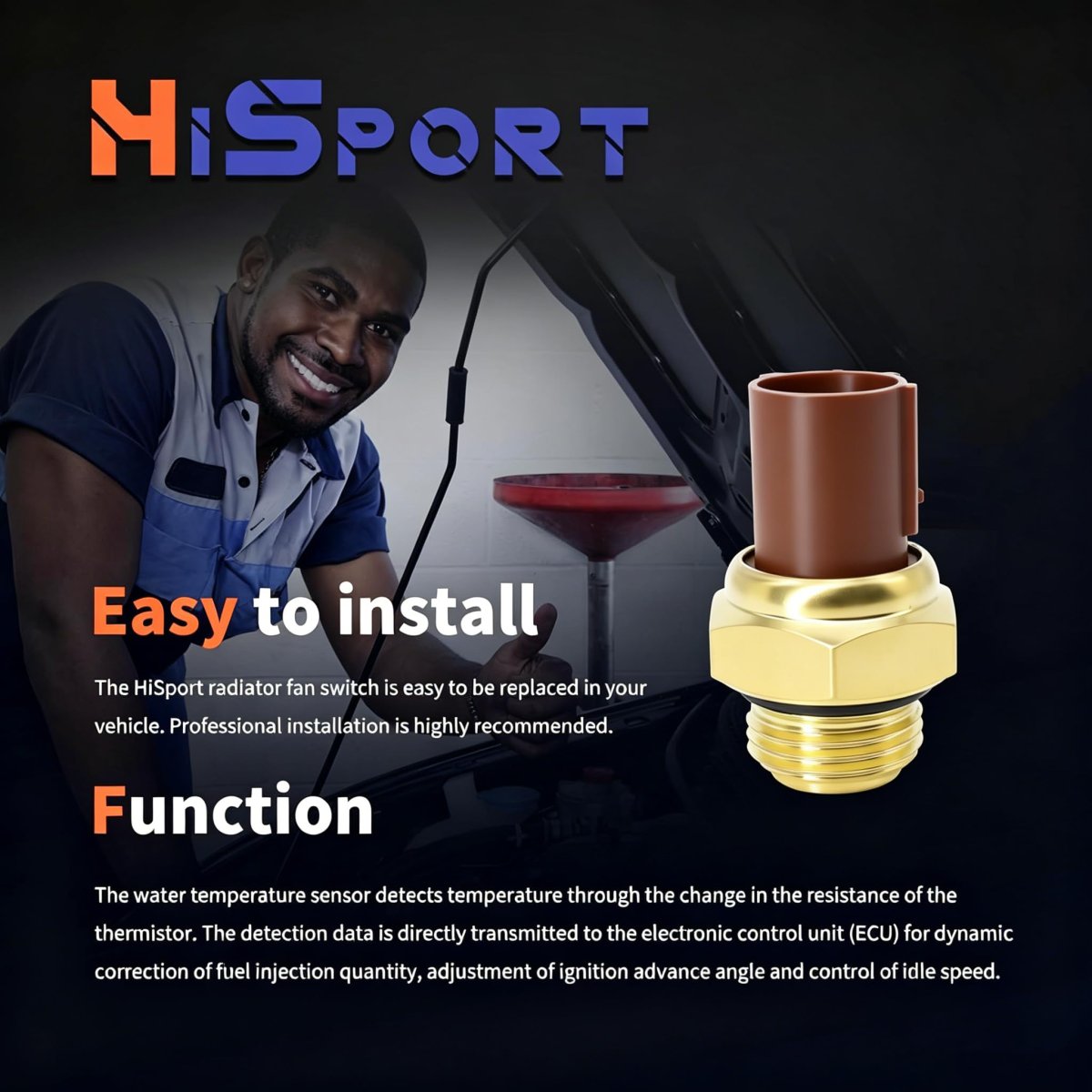 Radiator Coolant Fan Temperature Sensor Switch With 6 7 In Connector Pigtail Harness 37760-p00-003 For Honda Accord Civic Cr-v