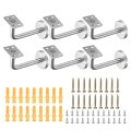 6pcs Stainless Steel Hand Rail Brackets 4 Flatrail Holder Hand Stairway Bracket For Square With Mounting Screw Guardrail 