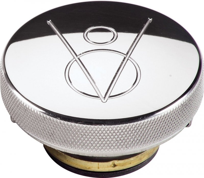 Polished V8 Logo Radiator Cap 14 Lb Aluminum Modern Style Silver Model 75420