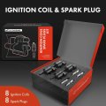 A-premium Set Of 8 Black Round Ignition Coil Pack And Iridium Spark Plugs Compatible With Chevrolet Silverado Gmc Sierra 1500