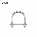 Uxcell Round U-bolts 2 Sets 65mm 56 Inner Width 97mm Length M10 304 Stainless Steel U Clamp Bolt With Nuts Washers And Plates