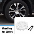 Uxcell 20pcs 17mm White Plastic Wheel Lug Nut Bolt Cover Caps With Removal Tool For Car Universal Replacement