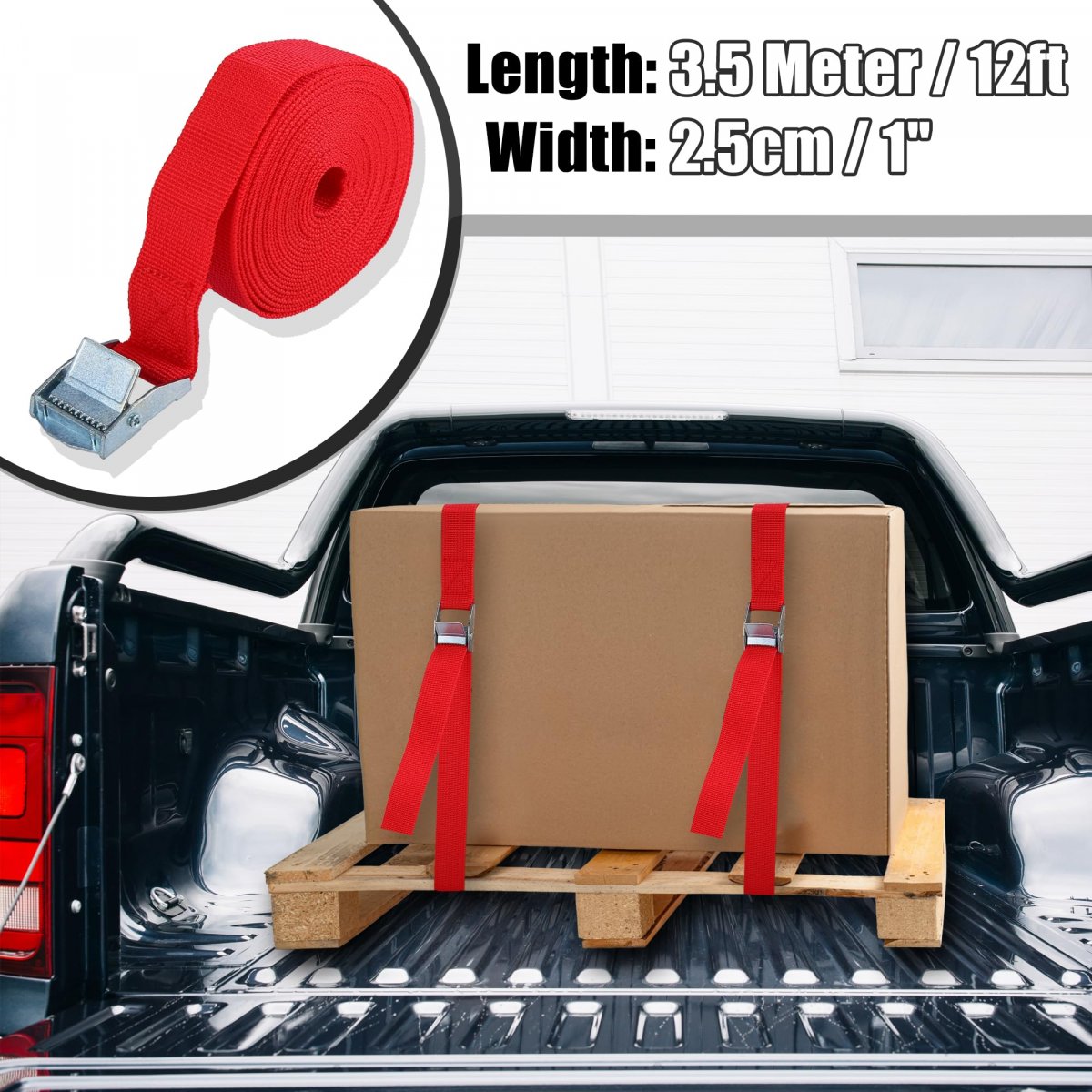 6pcs 1 X 12 Cargo Tie Down Straps Heavy Load Lashing Travel Luggage Strap Adjustable With Cam Lock Buckle For Car Truck Red