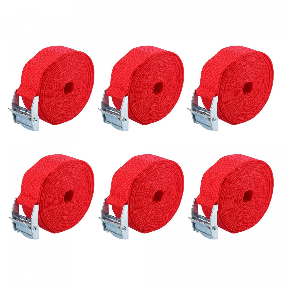 6pcs 1 X 12 Cargo Tie Down Straps Heavy Load Lashing Travel Luggage Strap Adjustable With Cam Lock Buckle For Car Truck Red