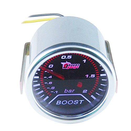 Universal Bar Turbo Boost Gauge Meter Kit 2 In 52mm Smoke Tint Lens With White Led Display And Red Illuminated Needles For Car