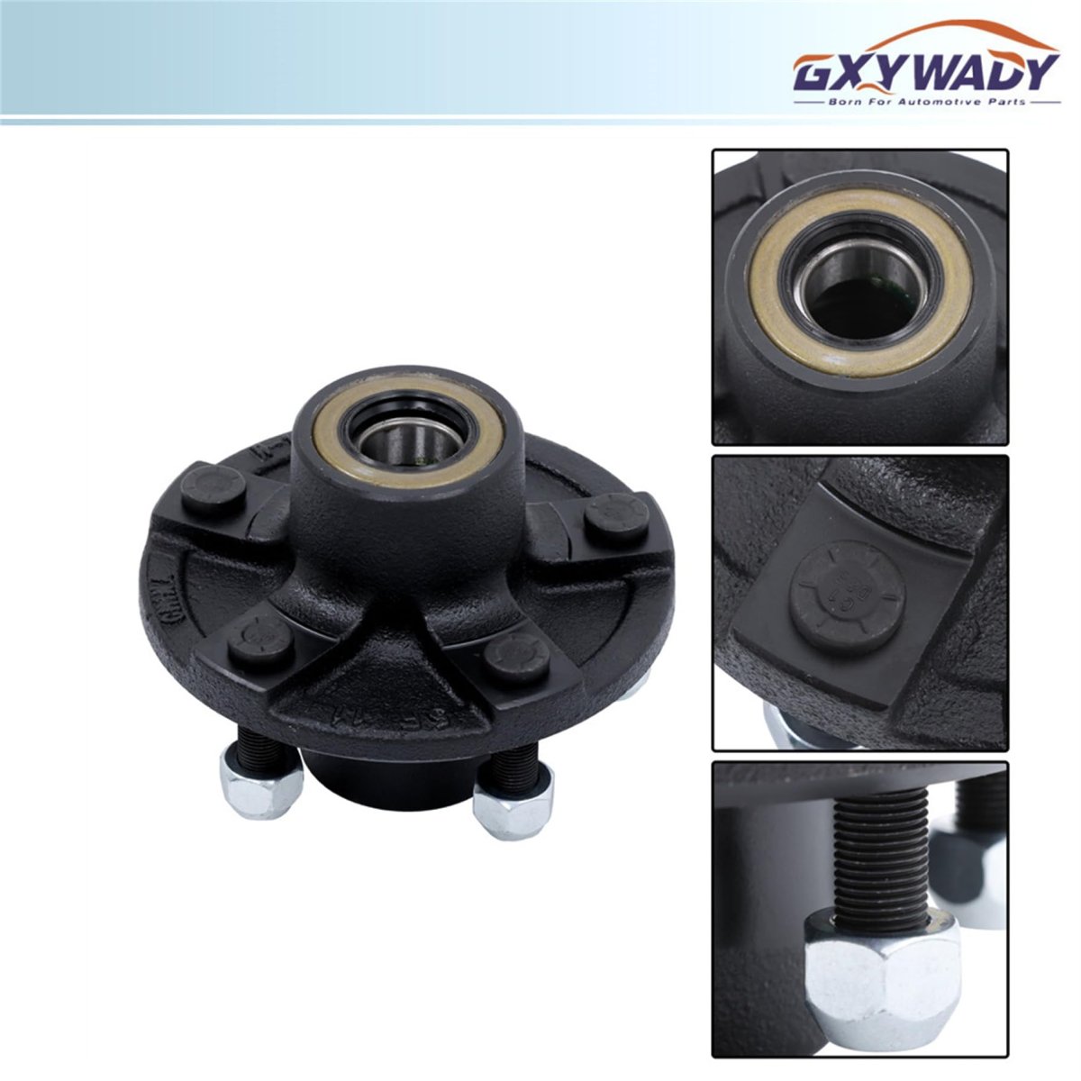5 On 4 In Trailer Hub Kit With Bearing Replacement For 2000 Lbs 1 Spindle Pre Assembled Axle Seat Set