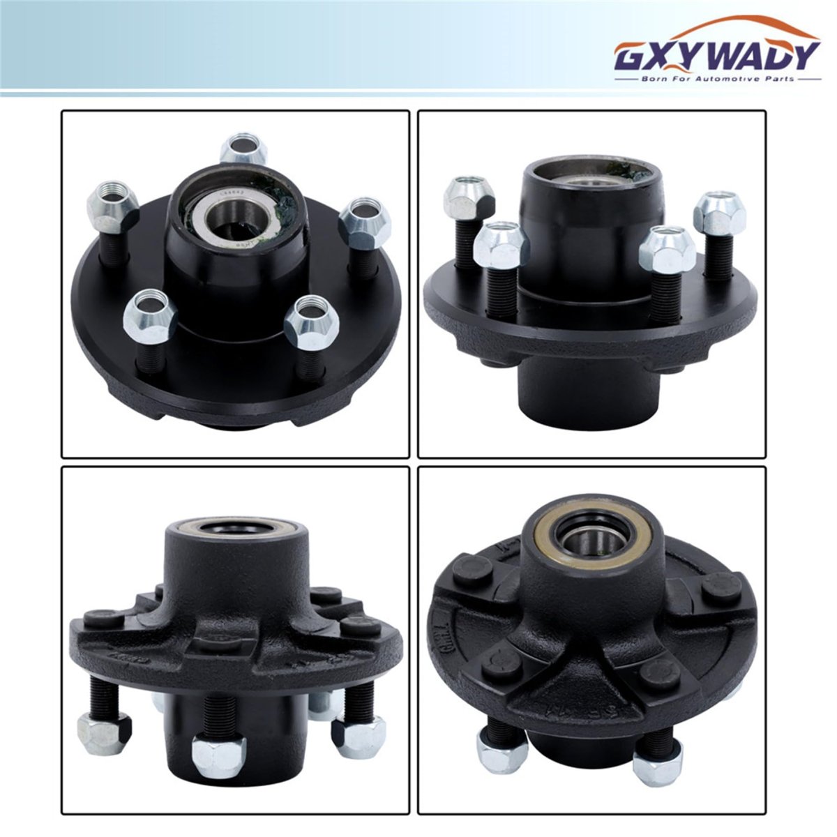 5 On 4 In Trailer Hub Kit With Bearing Replacement For 2000 Lbs 1 Spindle Pre Assembled Axle Seat Set