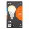 Feit Electric Led Three-color Selectable Built-in Dusk To Dawn Sensor Intellibulb A19 With An E26 Medium Base Light Bulb 100w