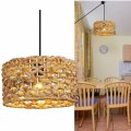 Farmhouse Plug In Pendant Light Fixture Rustic Ceiling Hanging Lamp With Cord Adjustable Woven Rattan Wicker Water Lettuce 