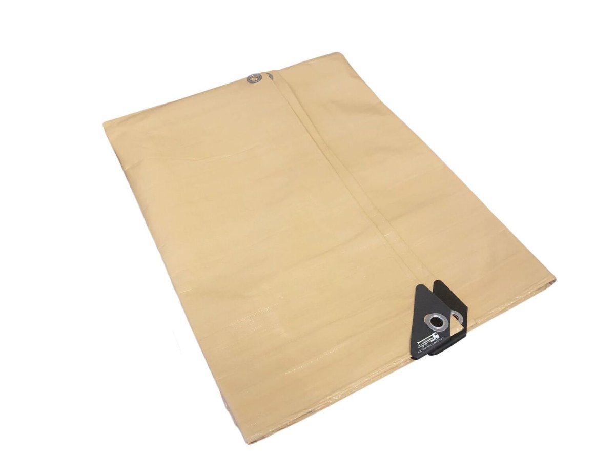Industrial Strength Tan Beige Tarp Premium Quality 7 Ft X 9 Waterproof Heavy Duty With Rustproof Aluminum Grommets