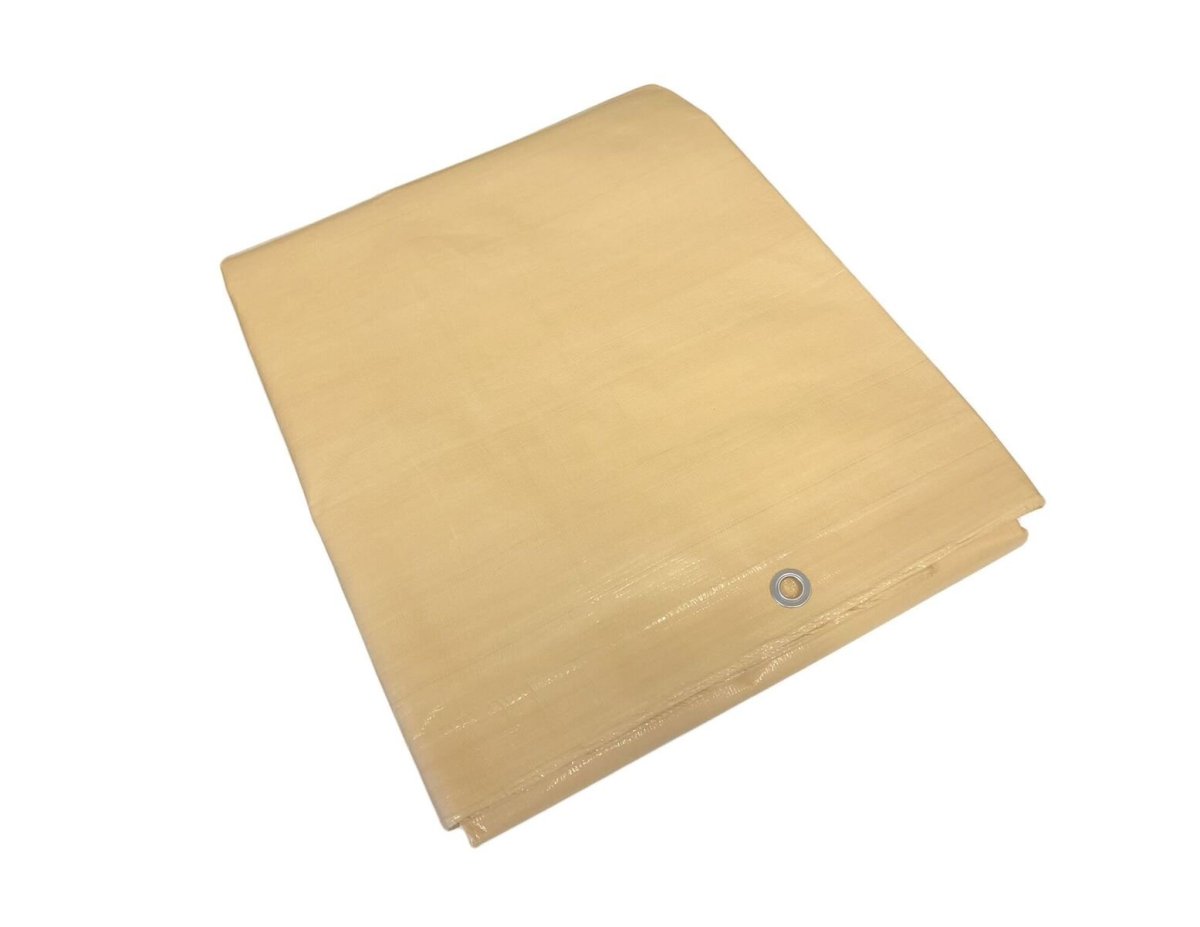 Industrial Strength Tan Beige Tarp Premium Quality 7 Ft X 9 Waterproof Heavy Duty With Rustproof Aluminum Grommets