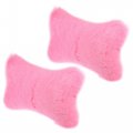 1 Pair Furry Car Seat Neck Pillows Soft Fluffy Warm Headrest Head Support Decor Accessories Pink 