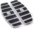 Httmt- Chrome Skull Rider Footboard Insert Kit Traditional D Compatible With 87-15 Touring 86-15 Softail