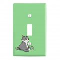 Kawaii Cute Cat With Bird Feathers Plastic Wall Decor Toggle Light Switch Plate Cover 