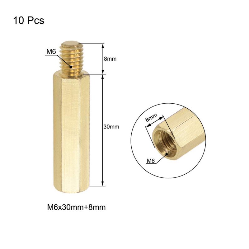 M6x30mm 8mm Male Female Brass Hex Pcb Motherboard Spacer Standoff For Fpv Drone Quadcopter Computer And Circuit Board 10 Pieces