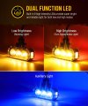 Partsam 2pcs Mini Rectangle Double Face 8leds Marker Turn Signal Pedestal Light Amber Red To Blue Auxiliary Lights T-mount