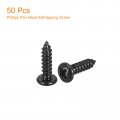 Uxcell 6 X 9 16 Phillips Pan Head Self-tapping Screw 50pcs 304 Stainless Steel Round Wood Full Thread Black