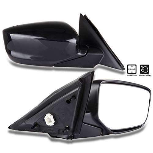 Black Passenger Side View Mirror Smooth With Power Adjustment Manual Fold Non-heated Compatible For 2008-2012 Honda Accord