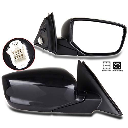 Black Passenger Side View Mirror Smooth With Power Adjustment Manual Fold Non-heated Compatible For 2008-2012 Honda Accord