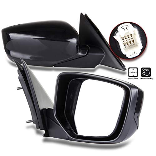 Black Passenger Side View Mirror Smooth With Power Adjustment Manual Fold Non-heated Compatible For 2008-2012 Honda Accord