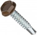 The Hillman Group 560398 10-inch X 1-inch Washer Head Self Drilling Screw With Painted 100-pack Brown 