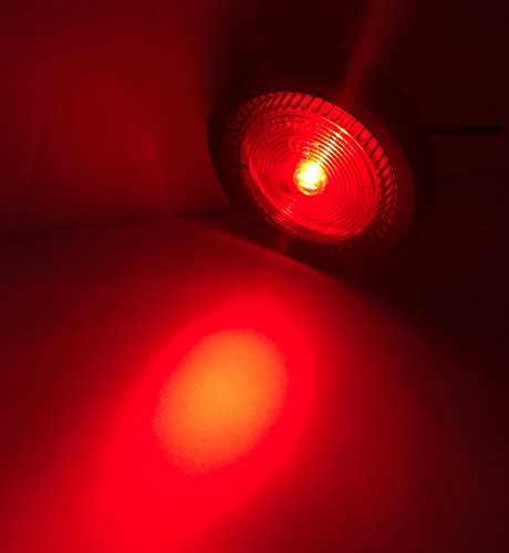 2 In Round Led Clearance Marker Lights Red Pack Rated Ip67 Waterproof Flush Mount With Grommet And 2 Prong Plug For 12v Trucks