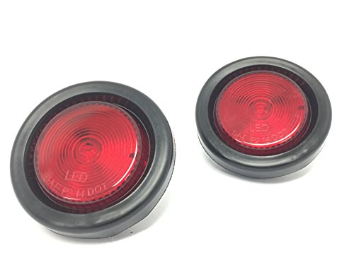 2 In Round Led Clearance Marker Lights Red Pack Rated Ip67 Waterproof Flush Mount With Grommet And 2 Prong Plug For 12v Trucks