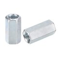 3pcs M14x19x40mm Coupling Nuts Galvanized Carbon Steel Hex Threaded Rod Coupler For Furniture Electronic Industrial 